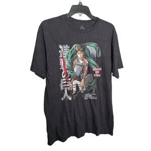 Funimation Attack On Titan Season 3 Graphic T-Shirt Crewneck Black Mens Size L